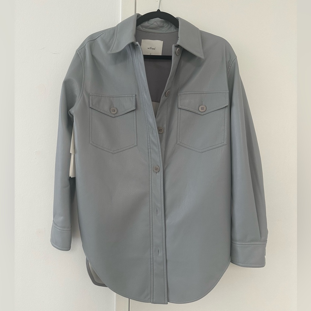Aritzia wilfred vegan leather Ganna shirt jacket